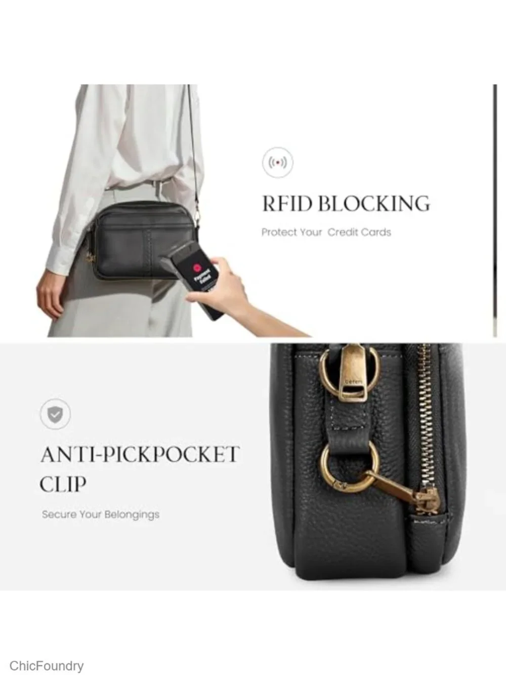 Genuine Leather Crossbody Bag Anti Theft RFID Wallet Purse